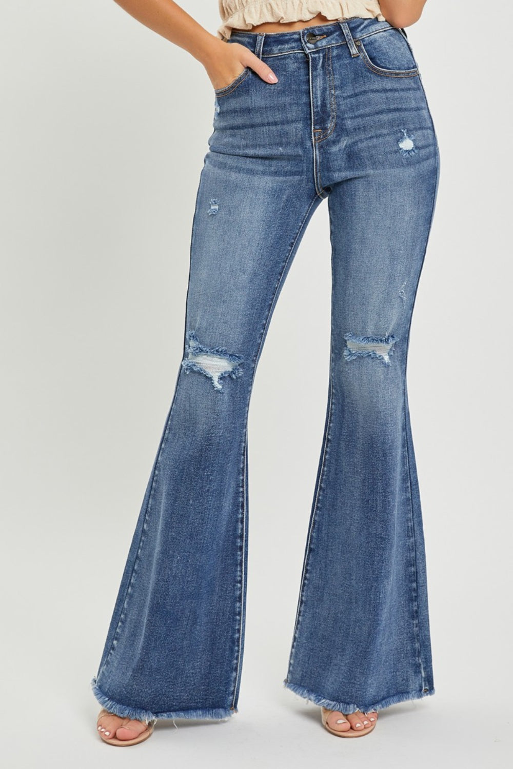 High Waist Distressed Fare Jeans